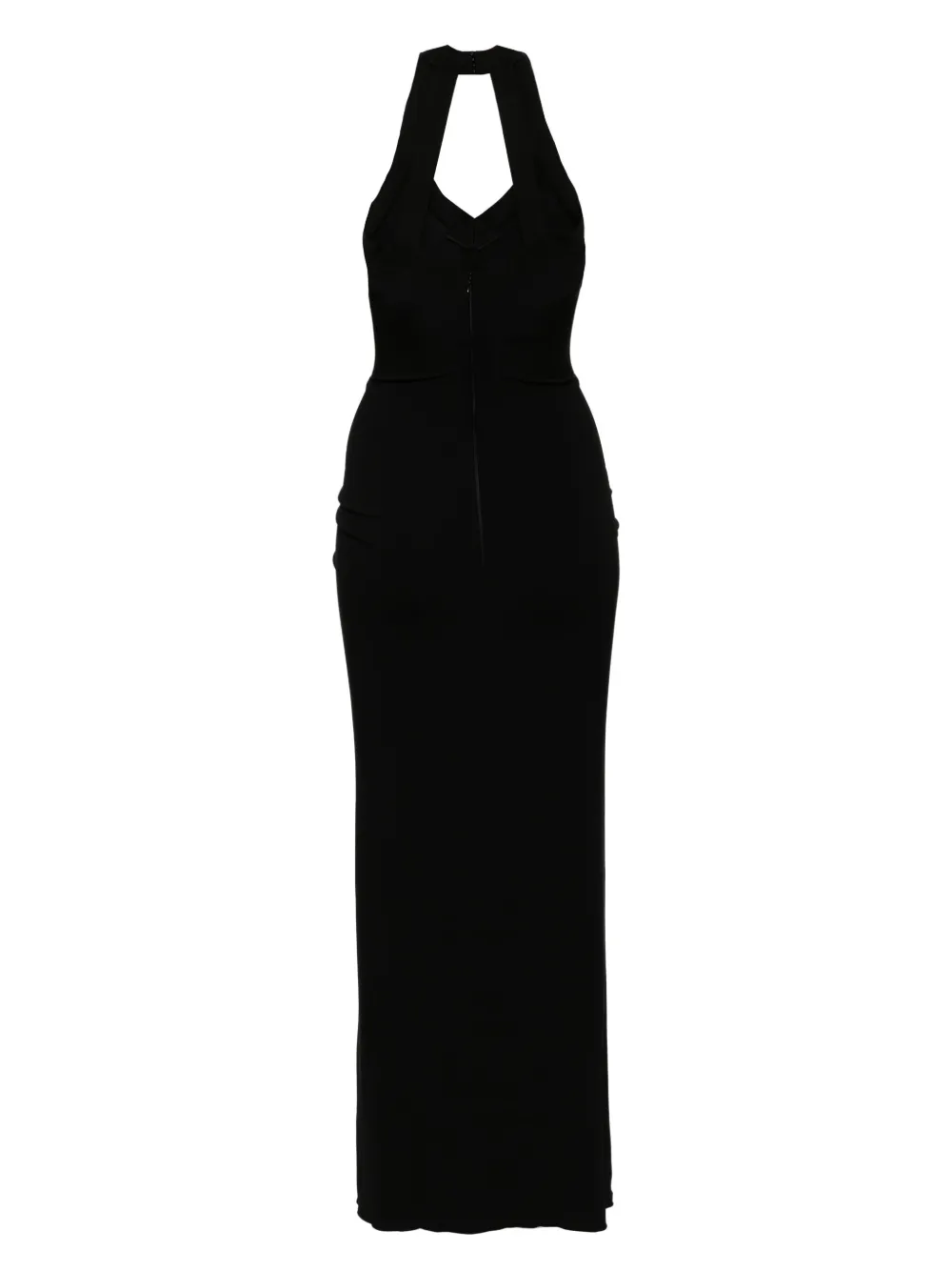 Herve L. Leroux open neck draped midi dress - Zwart