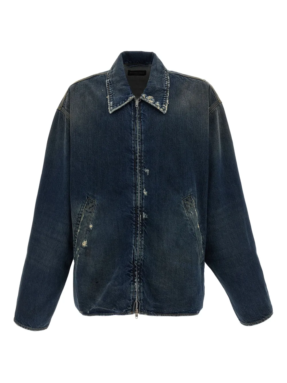 Balenciaga distressed denim jacket Blauw