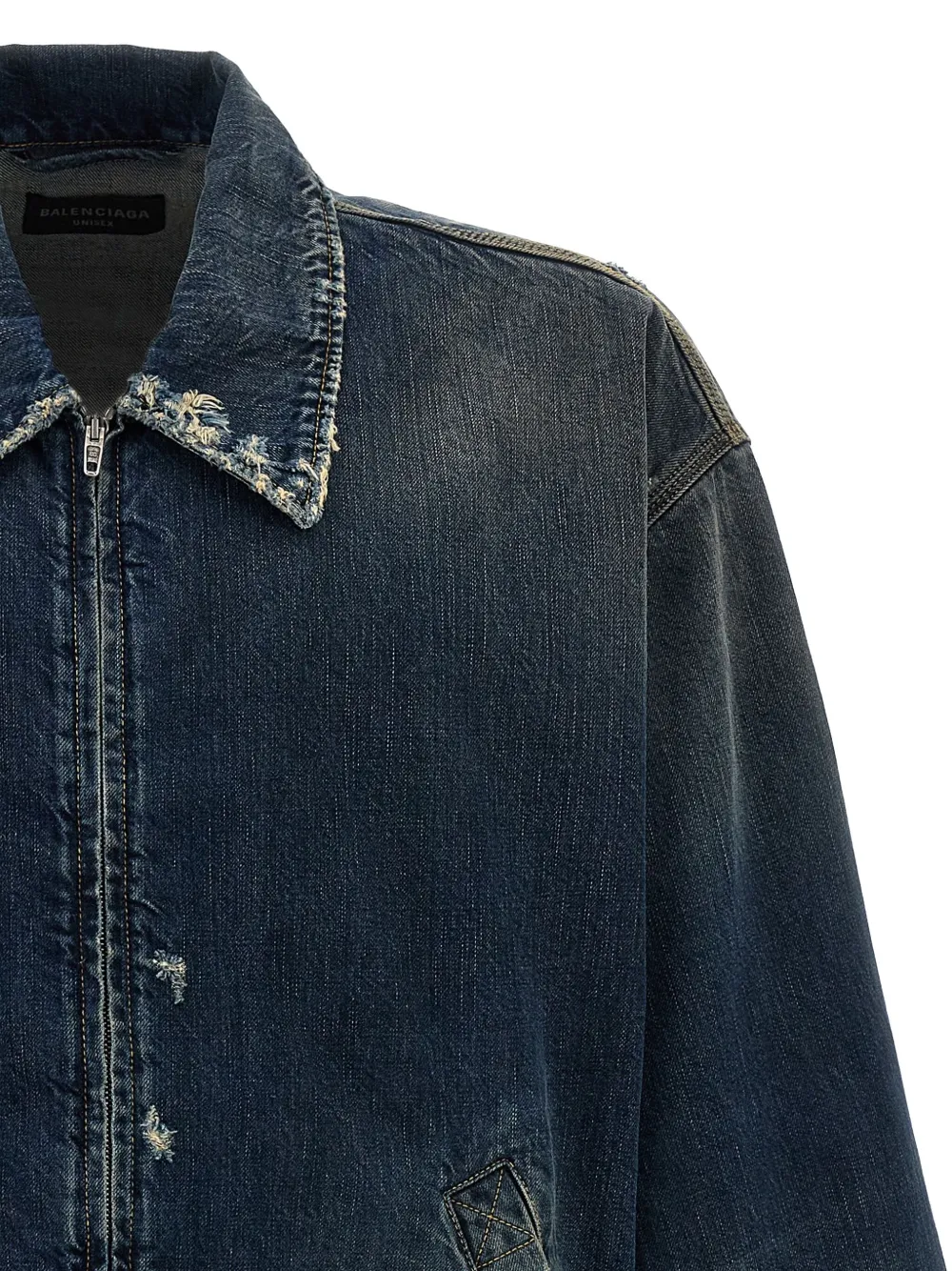 Balenciaga distressed denim jacket Blauw