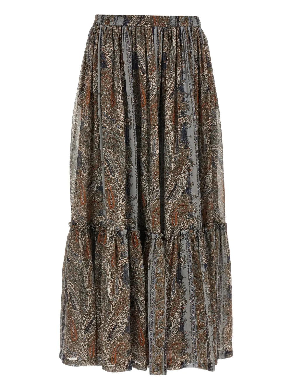 Saint Laurent paisley-print ruffled skirt Grijs