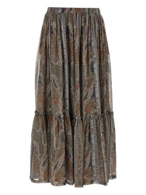Saint Laurent paisley-print ruffled skirt