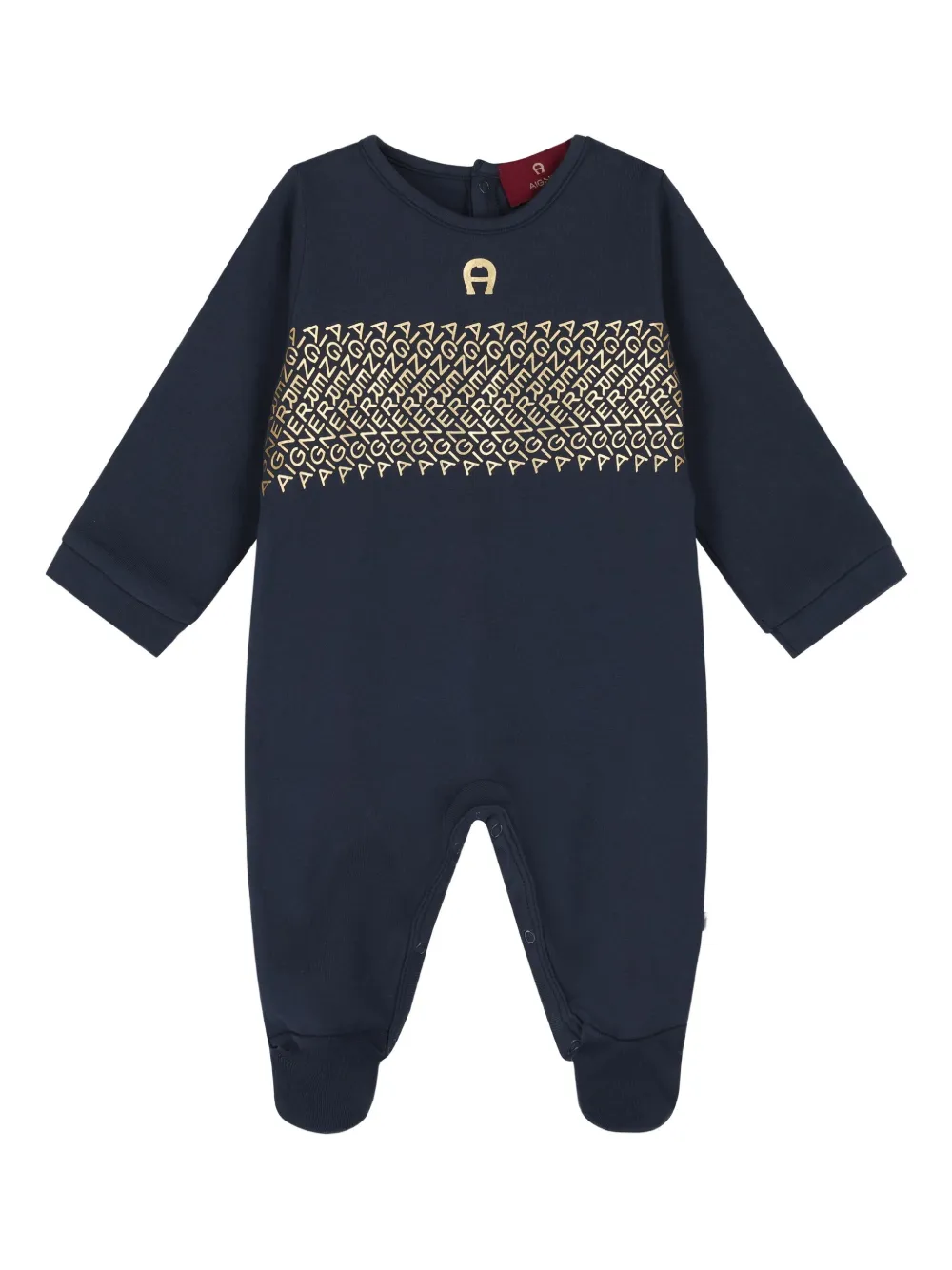 Aigner Kids Romper met logoprint Blauw