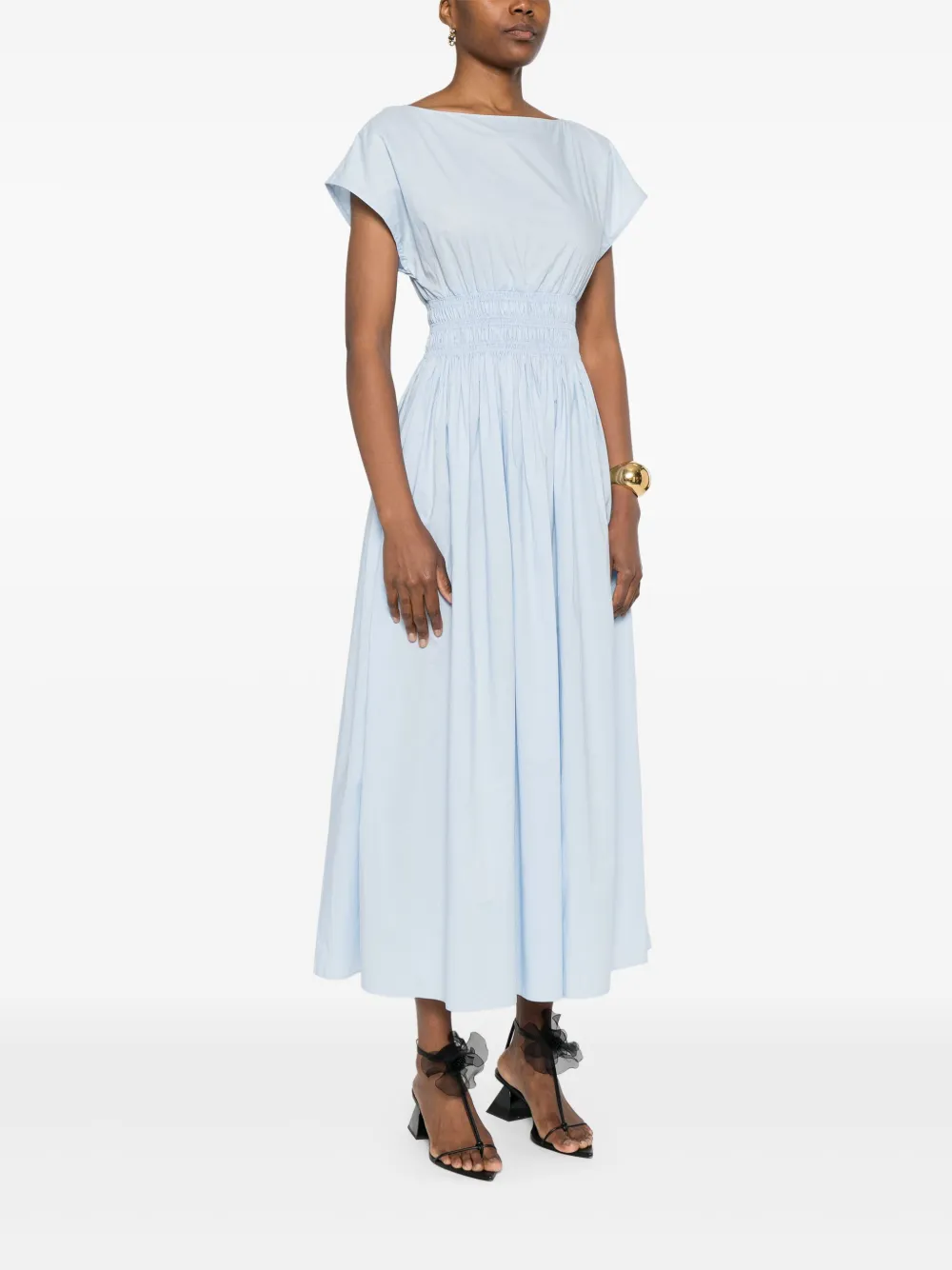 Matteau Midi-jurk met gesmockte taille Blauw