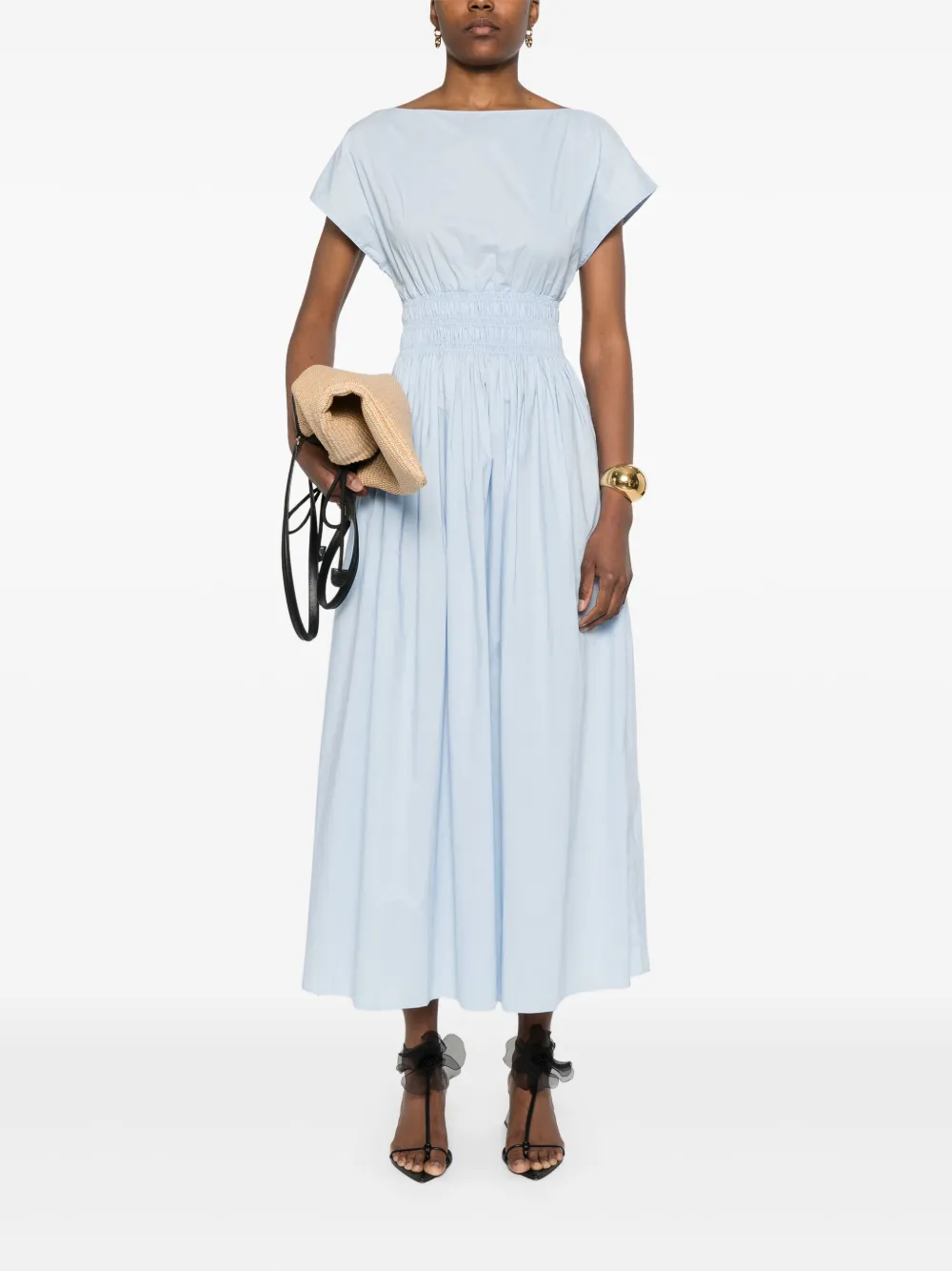 Matteau shirred-waist midi dress - Blauw