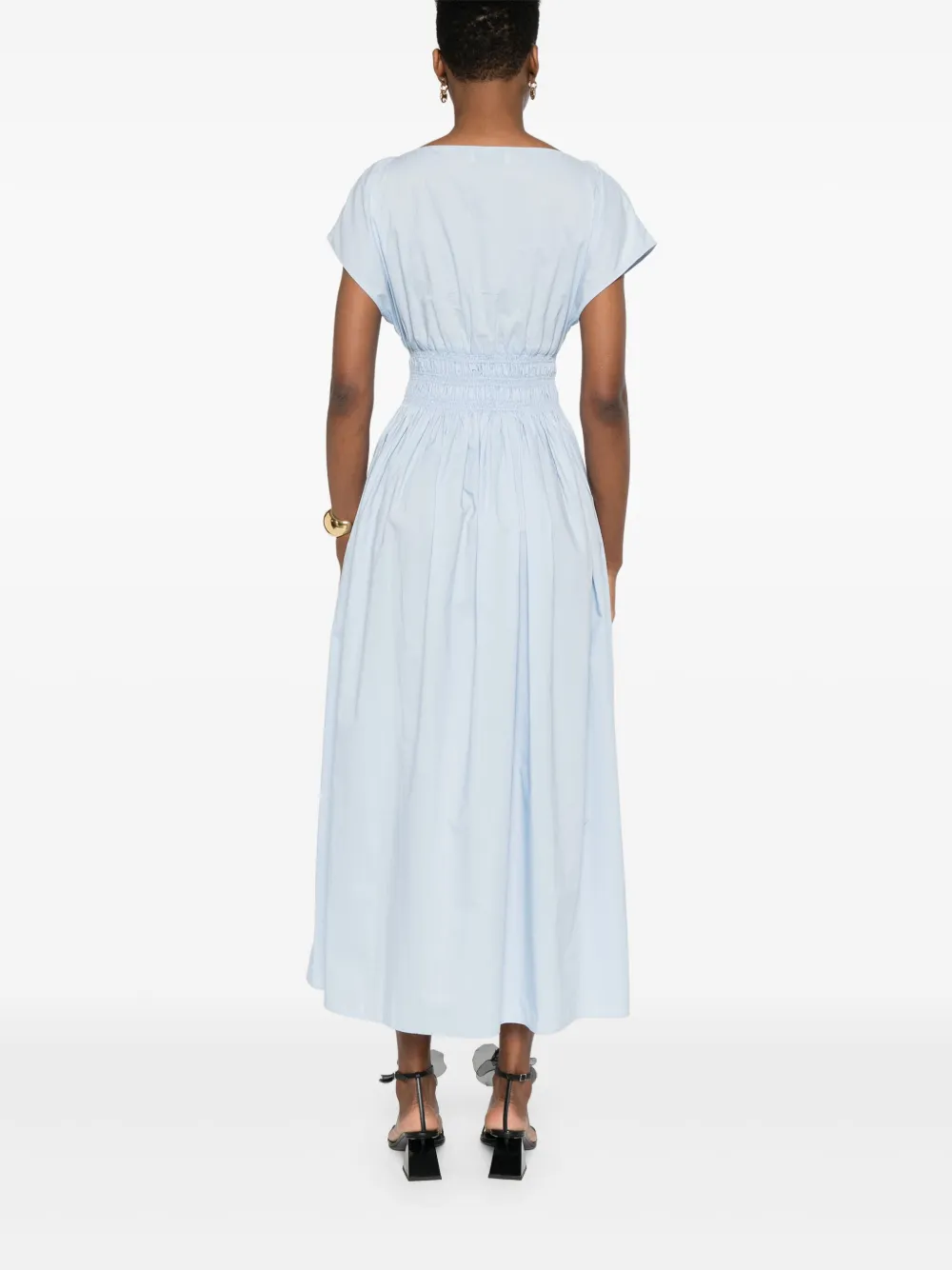 Matteau Midi-jurk met gesmockte taille Blauw