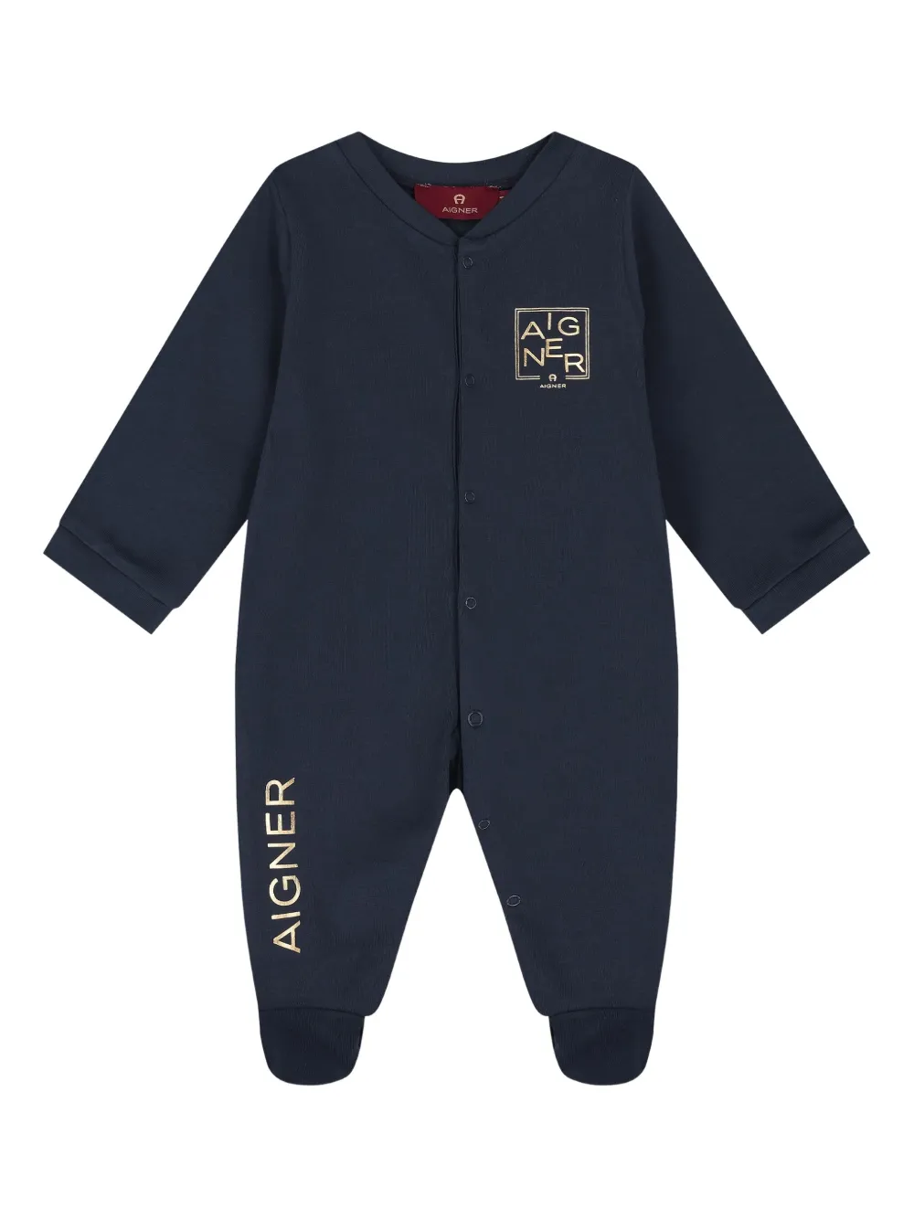 Aigner Kids Romper met logoprint Blauw