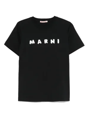 Tシャツ・カットソー MARNI Women Tunic Tops CAMA0620S0U SR00900N99 Black Circular Logo T-Shirt - Black – Feature