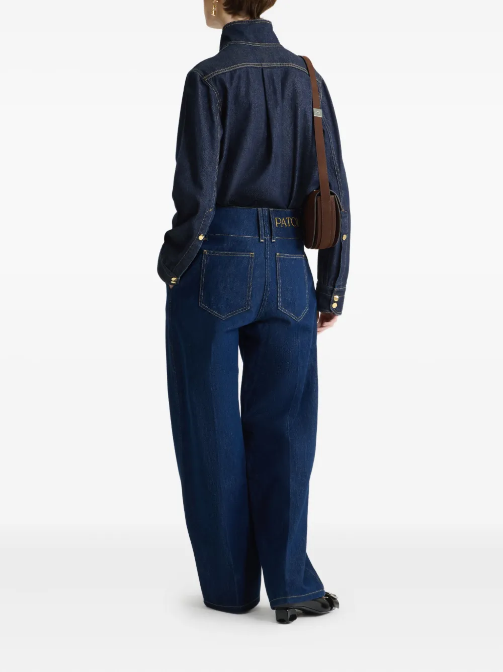 Patou Jeans met brede tailleband Blauw