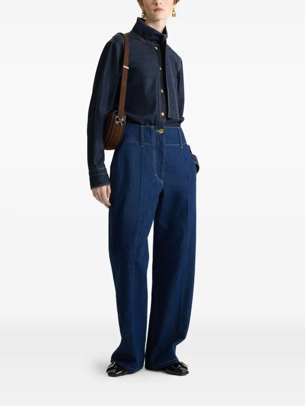 Patou Jeans met brede tailleband Blauw