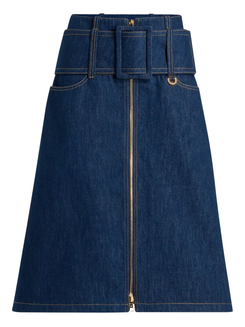 Patou Denim rok met ceintuur en rits Blauw