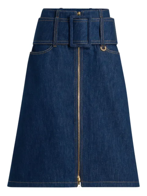 Patou Saia jeans com cinto e zíper frontal