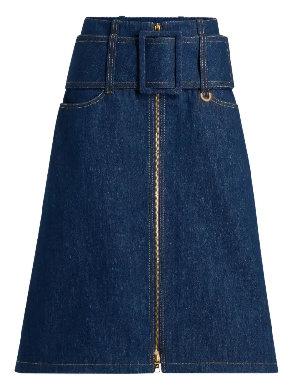 ☆各サイズ1点☆関税送料込【PATOU】ベルテッド デニムスカート Patou ベルテッド デニムスカート | ブルー | FARFETCH JP