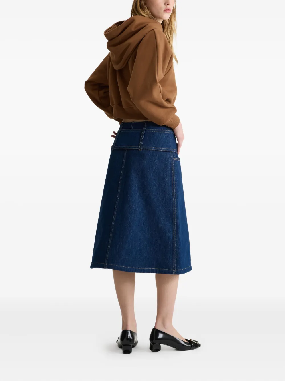 Patou Denim rok met ceintuur en rits Blauw