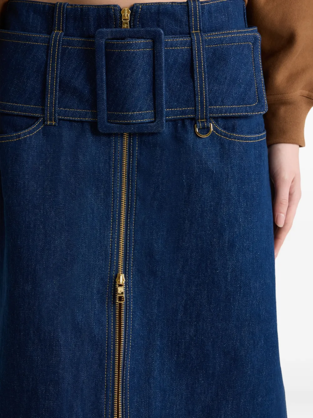 Patou Denim rok met ceintuur en rits Blauw
