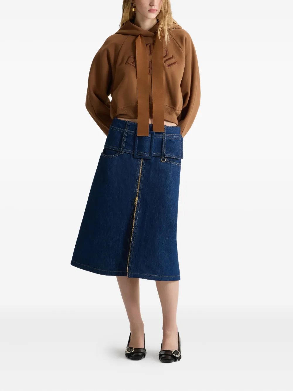 Patou Denim rok met ceintuur en rits Blauw