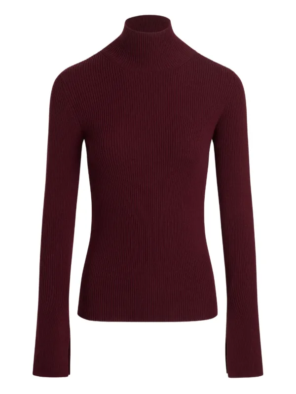 Patou Ribbed High-neck Jumper in Red