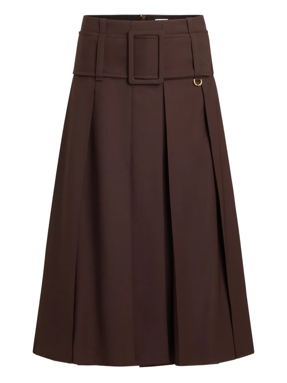 belted pleated midi skirt