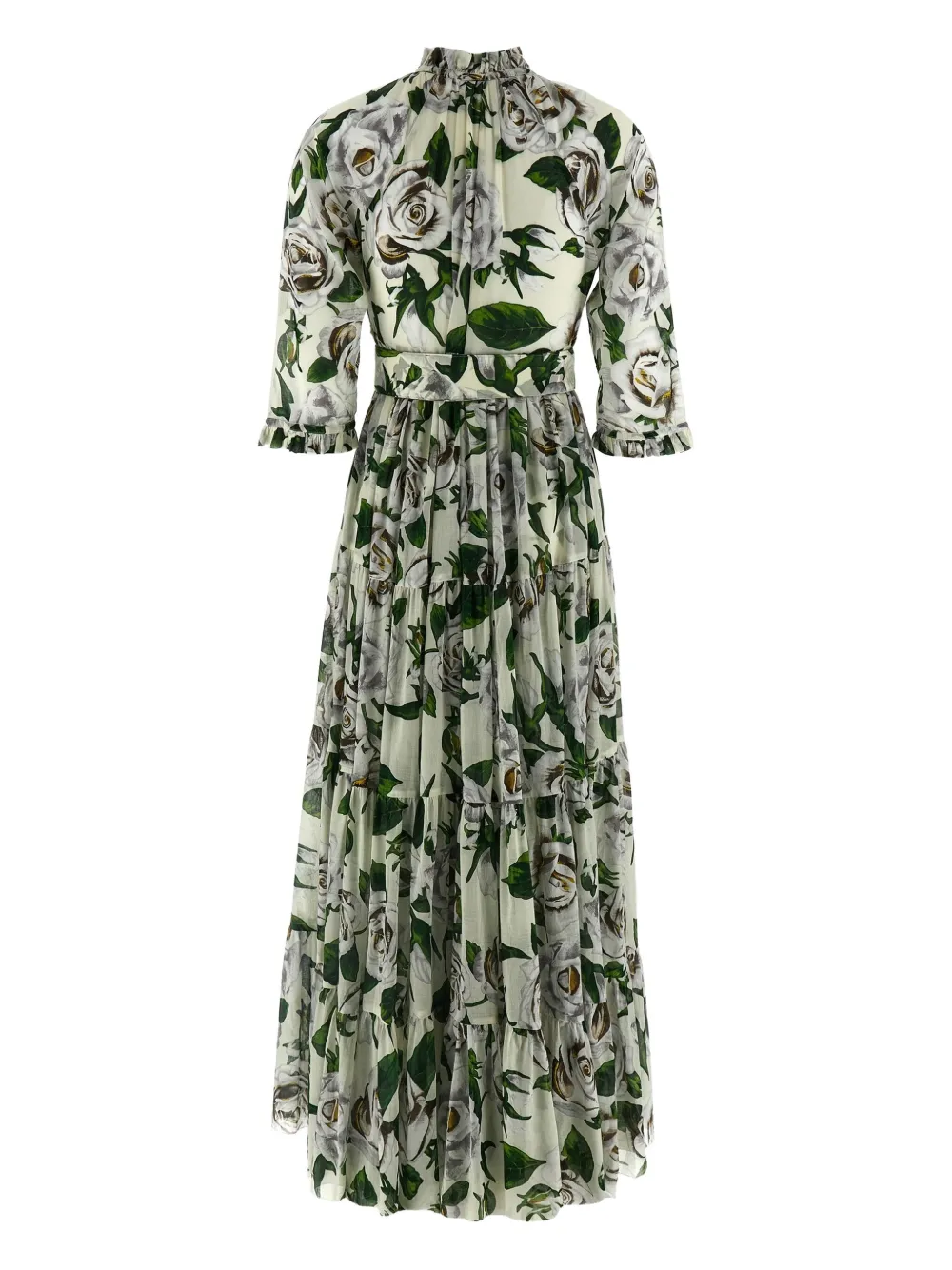 Samantha Sung Eden floral-print belted dress - Wit