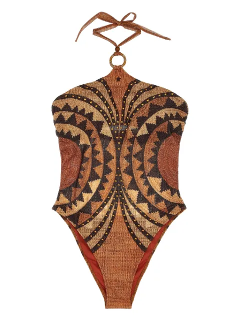 Pin Up Stars bead-embellished halterneck swimsuit