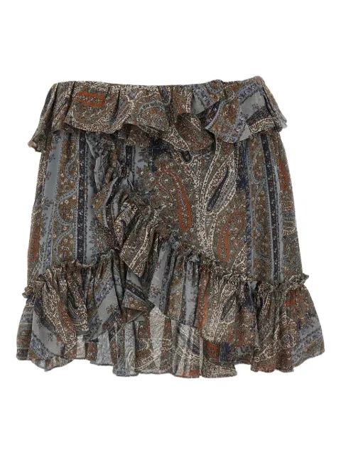 Saint Laurent paisley-print ruffled mini skirt