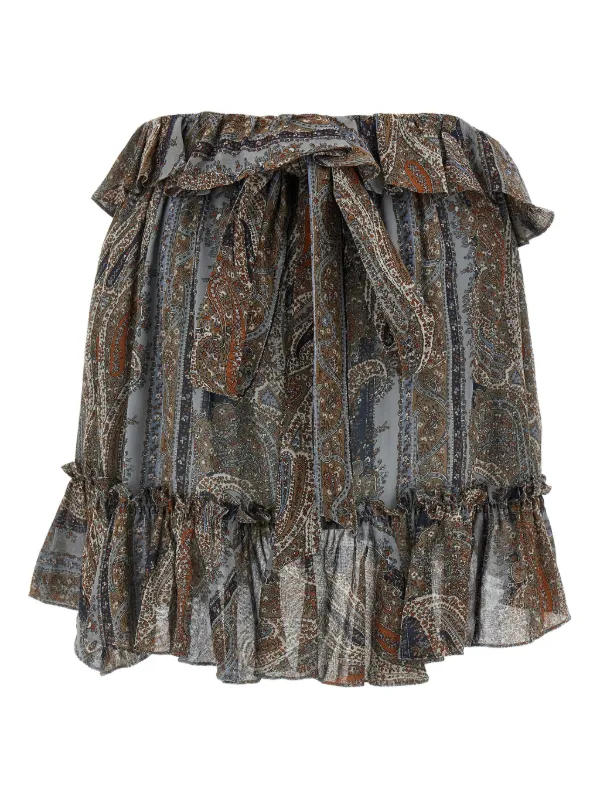 スカート SAINT LAURENT RUFFLED SKIRT WITH PAISLEY PRINT ruffled skirt in lurex paisley silk | Saint Laurent | YSL US