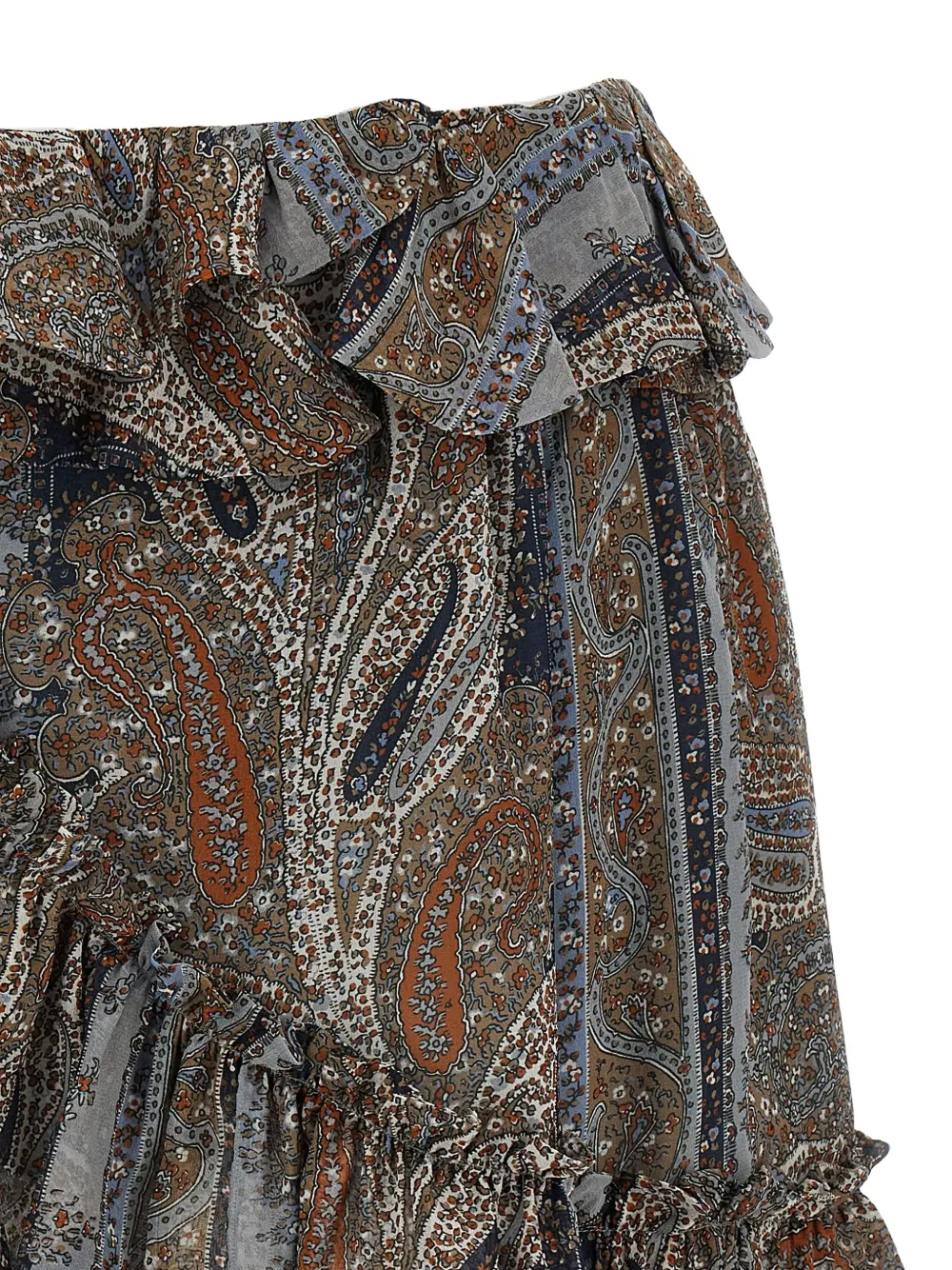 Saint Laurent paisley-print ruffled mini skirt Blauw