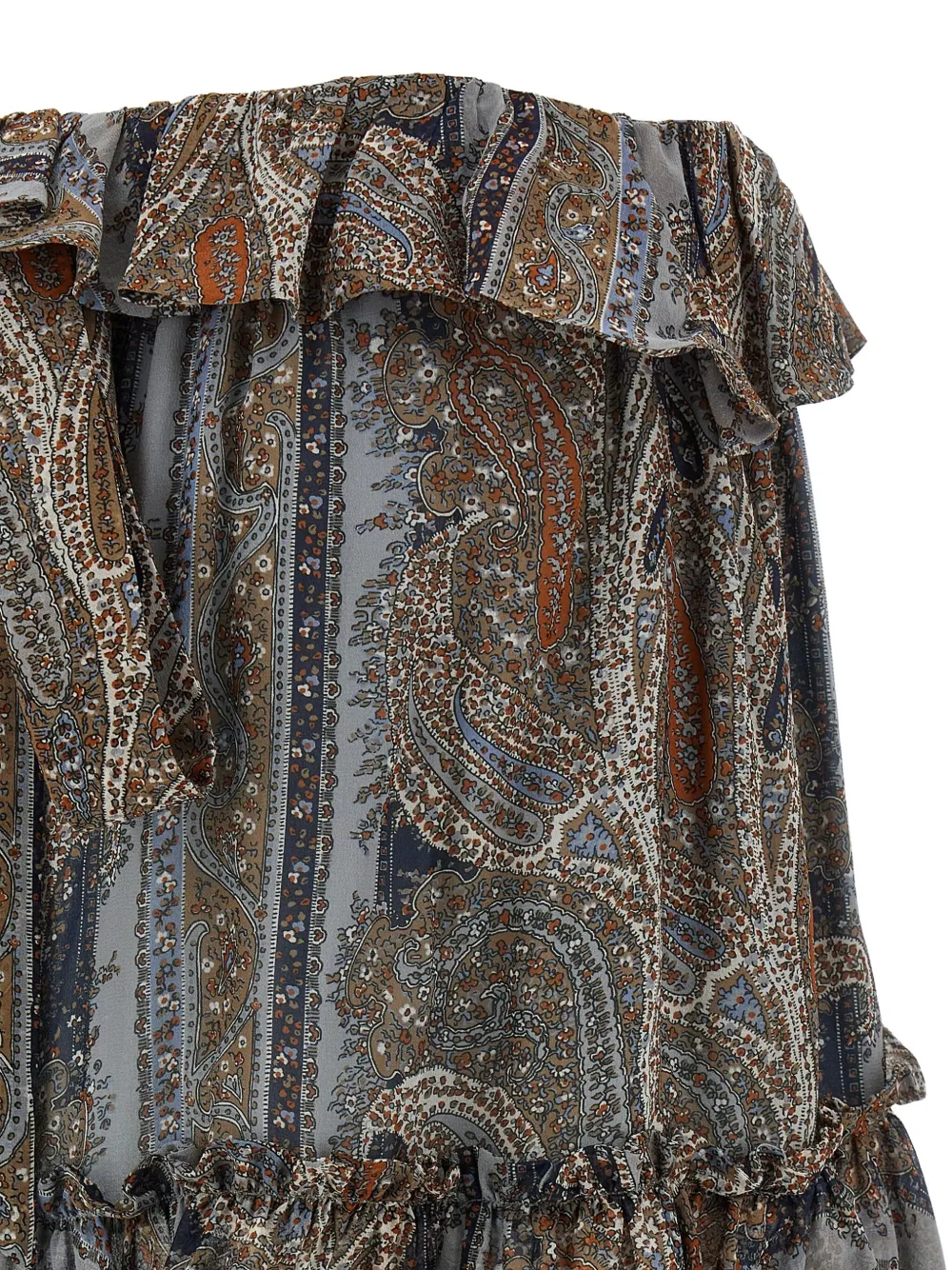 Saint Laurent paisley-print ruffled mini skirt Blauw