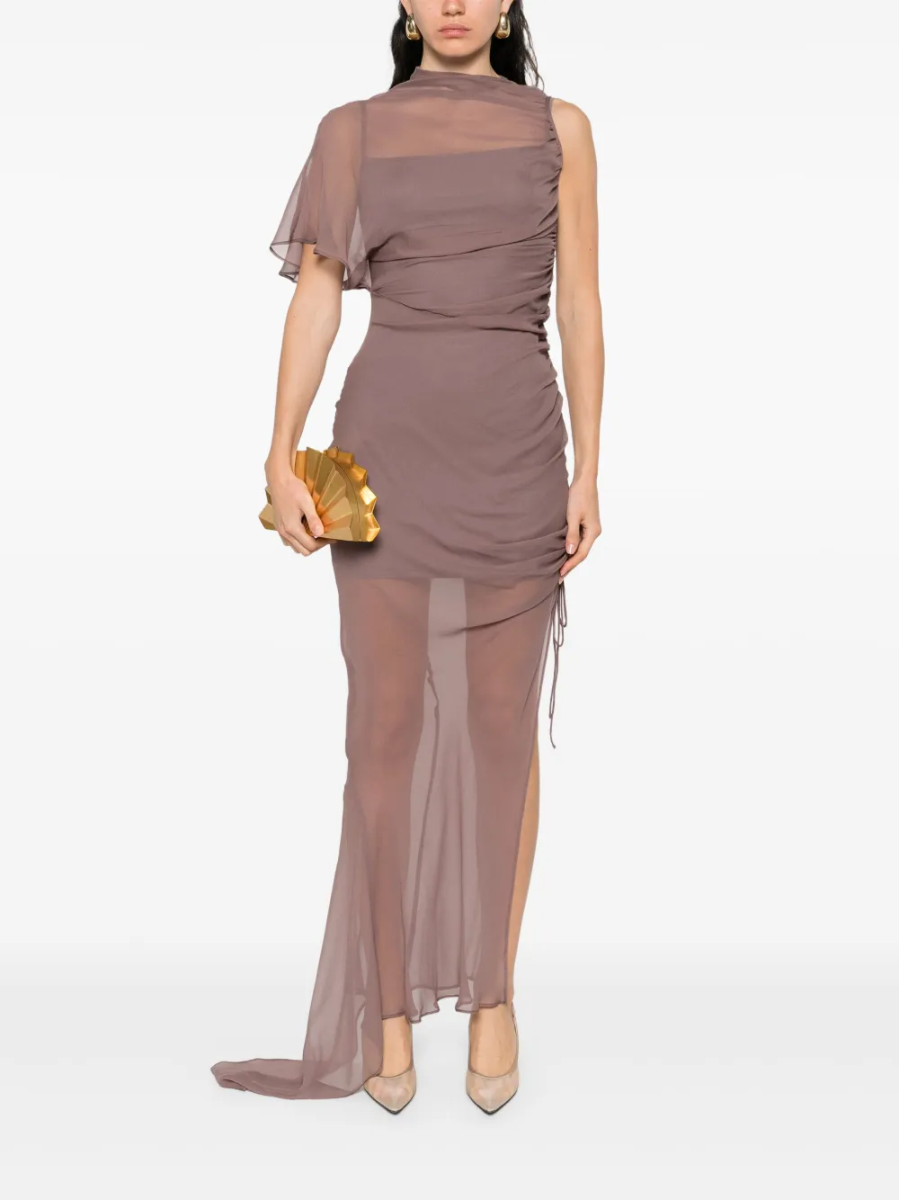 De La Vali semi-sheer dress - Bruin