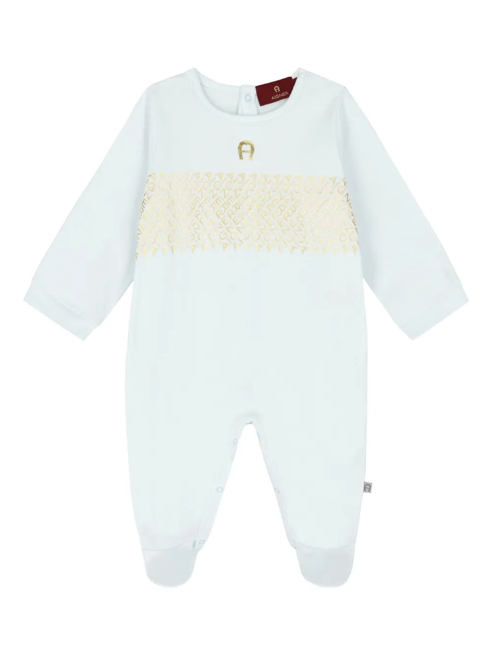 Aigner Kids Romper met logopatroon en lange mouwen Blauw