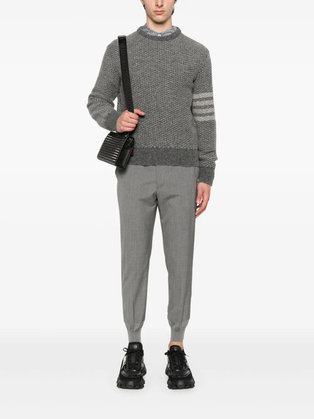 Prada Cropped broek van scheerwol - Grijs