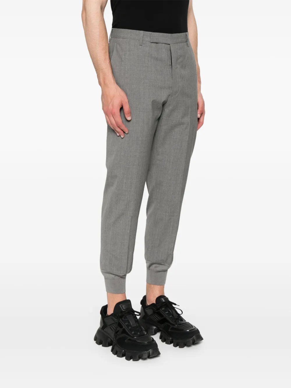 Prada Cropped broek van scheerwol Grijs