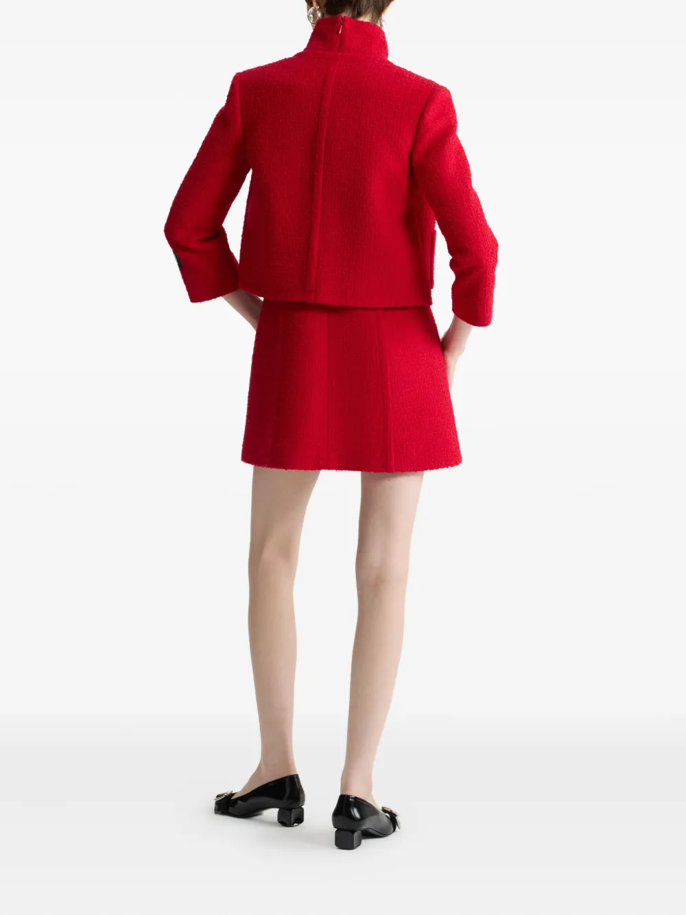 Patou Kraagloos tweed jack Rood