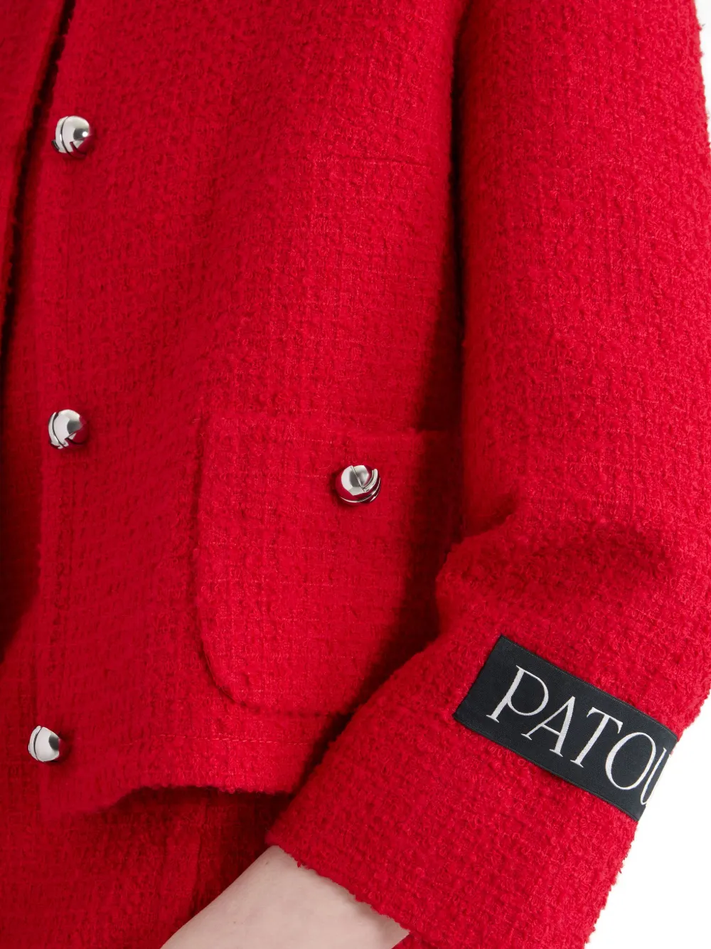 Patou Kraagloos tweed jack Rood