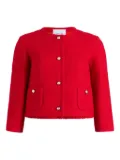 Patou collarless tweed jacket - Red