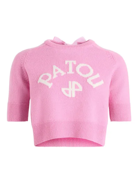 Patou logo-intarsia ribbon-detailed sweater