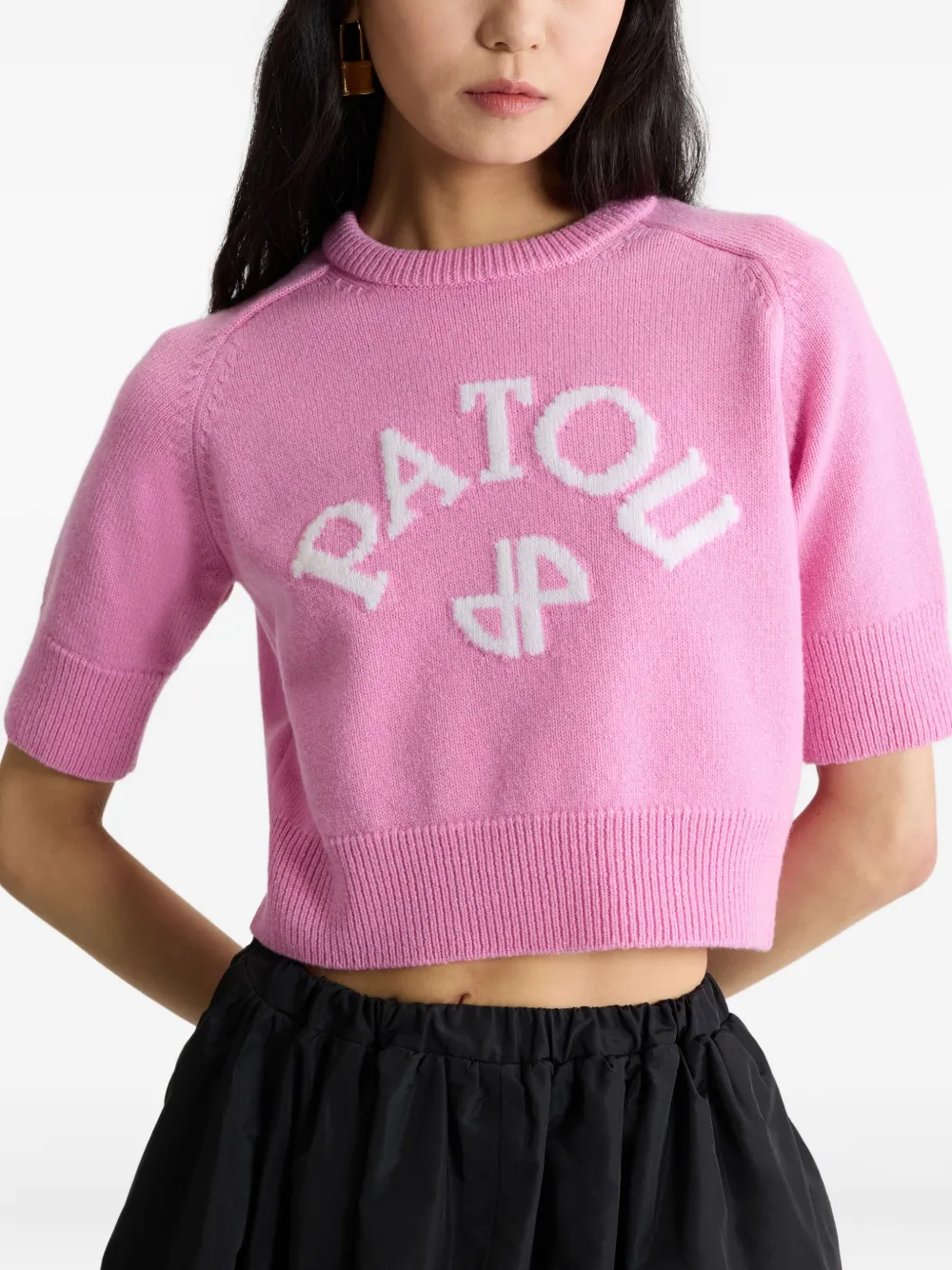 Patou Trui met logo-intarsia en lint Roze
