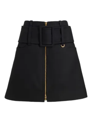 PATOU 黒のAラインミニスカート 金色バックル付き Patou | スカート