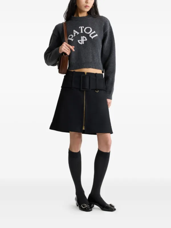 Patou パトゥ　ベルデットミニスカート Patou ベルテッド ミニスカート | ブラック | FARFETCH JP