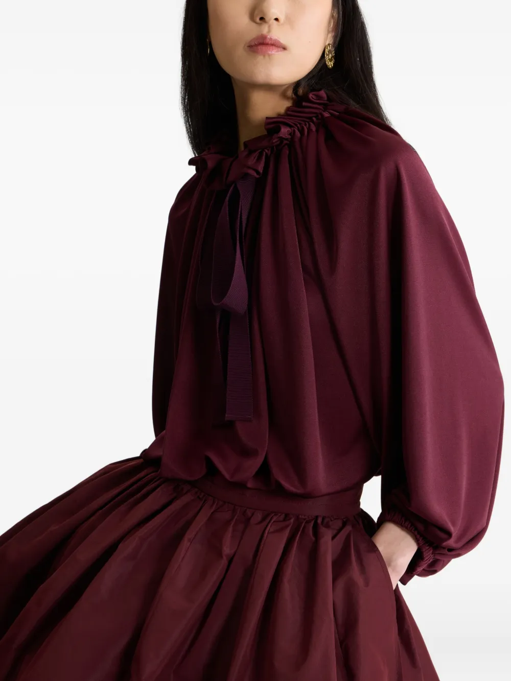 Patou Blouse met ruches Rood