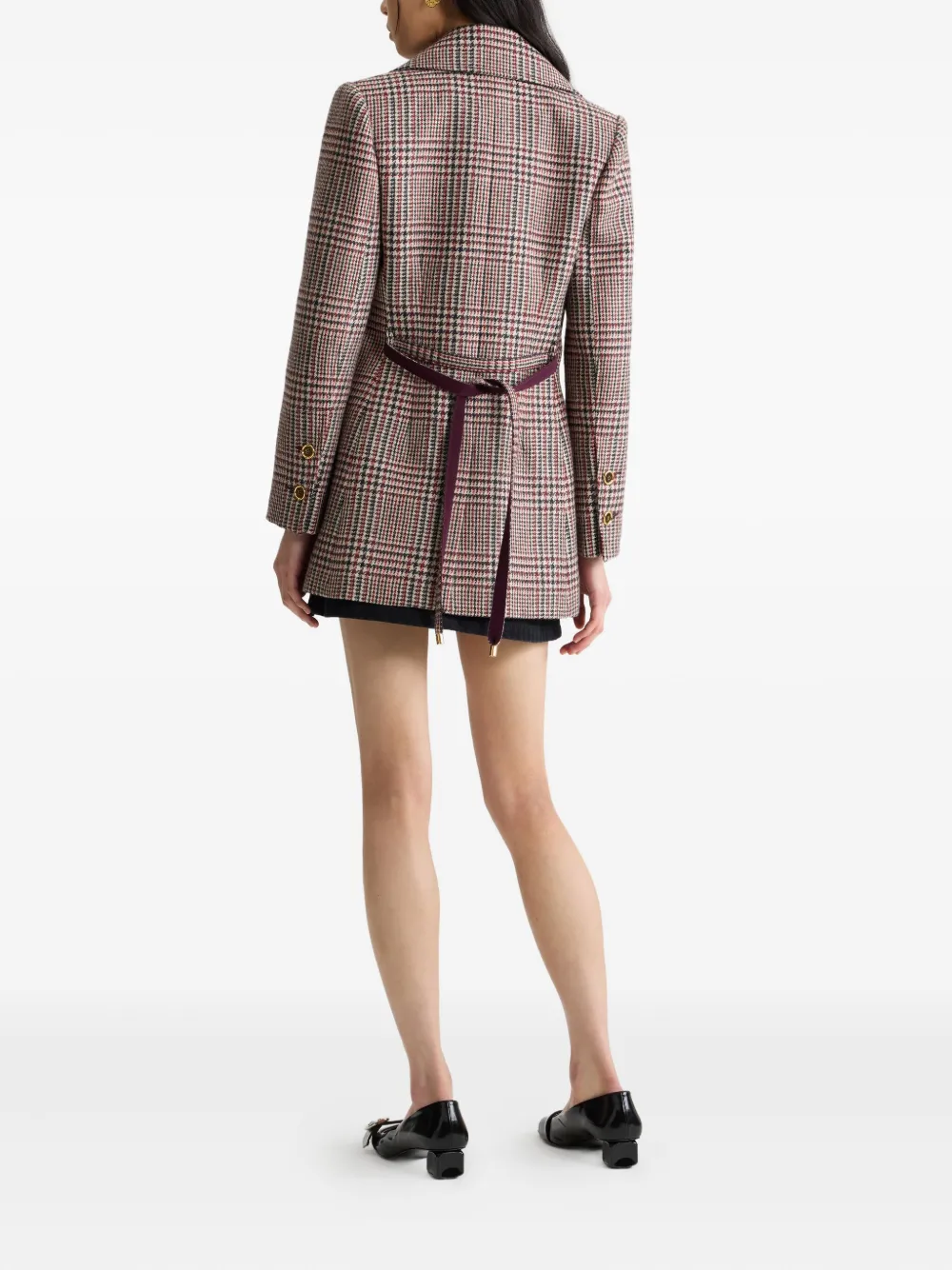 Patou Geruite blazer met riem Beige