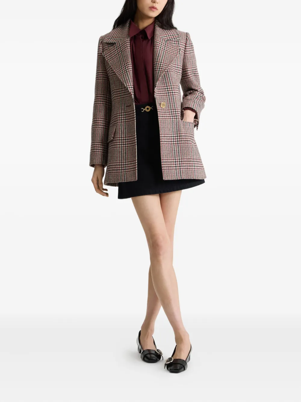 Patou Geruite blazer met riem Beige