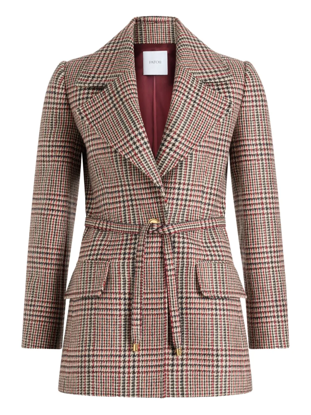 Patou Geruite blazer met riem Beige