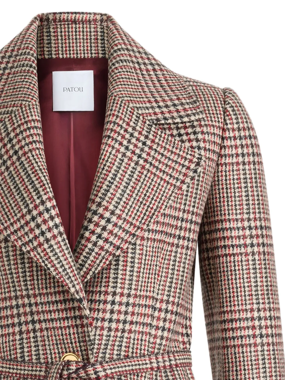 Patou Geruite blazer met riem Beige