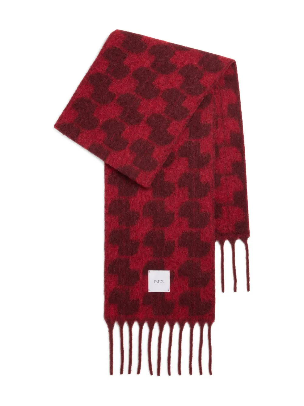 Patou monogram fringed scarf | Red | Image 1
