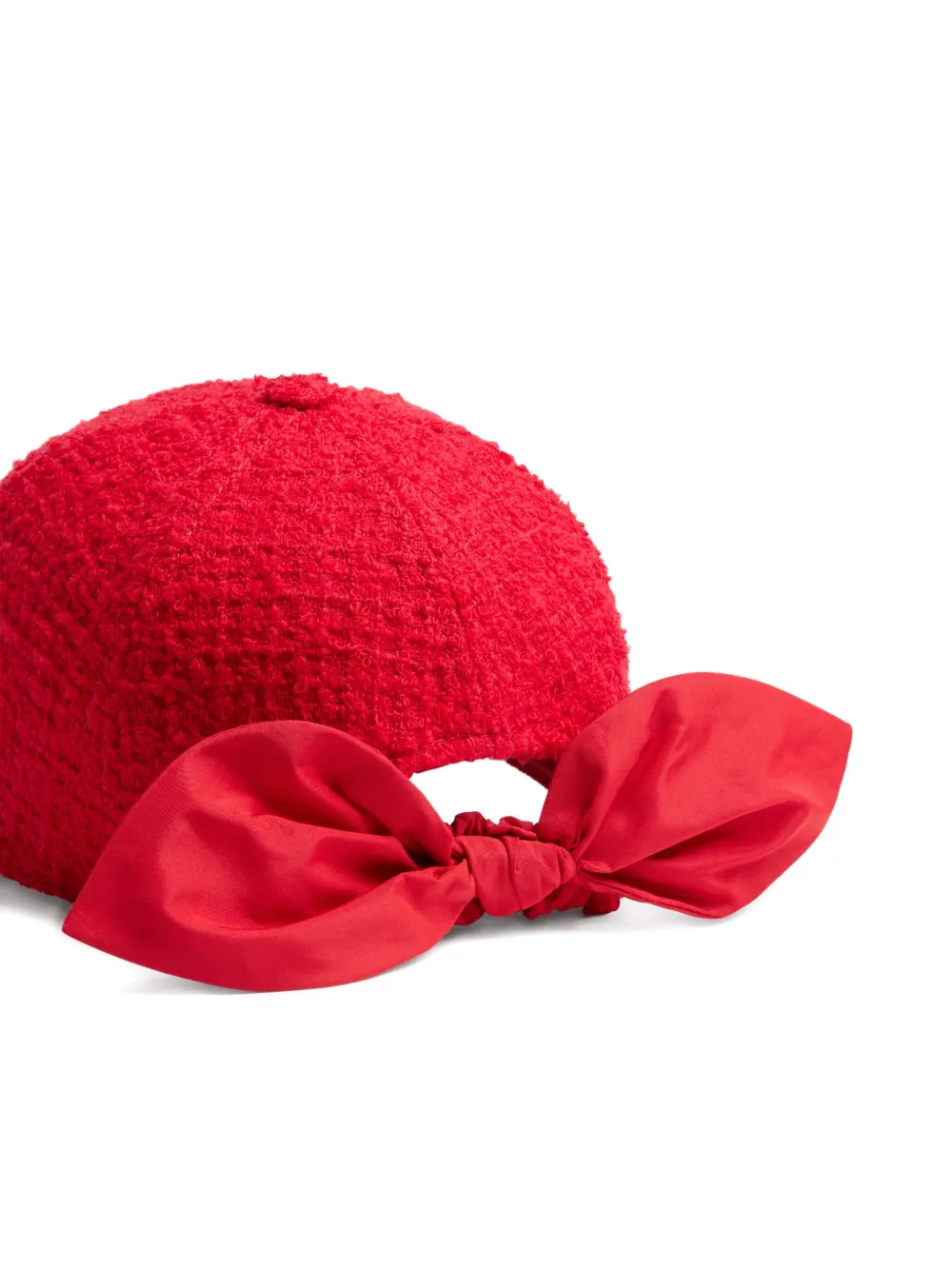 Patou Tweed honkbalpet met strik Rood