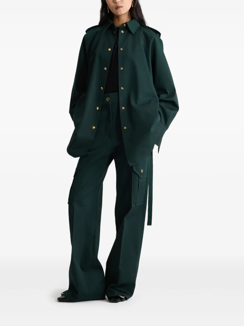 Patou Gabardine blouse met ceintuur Groen