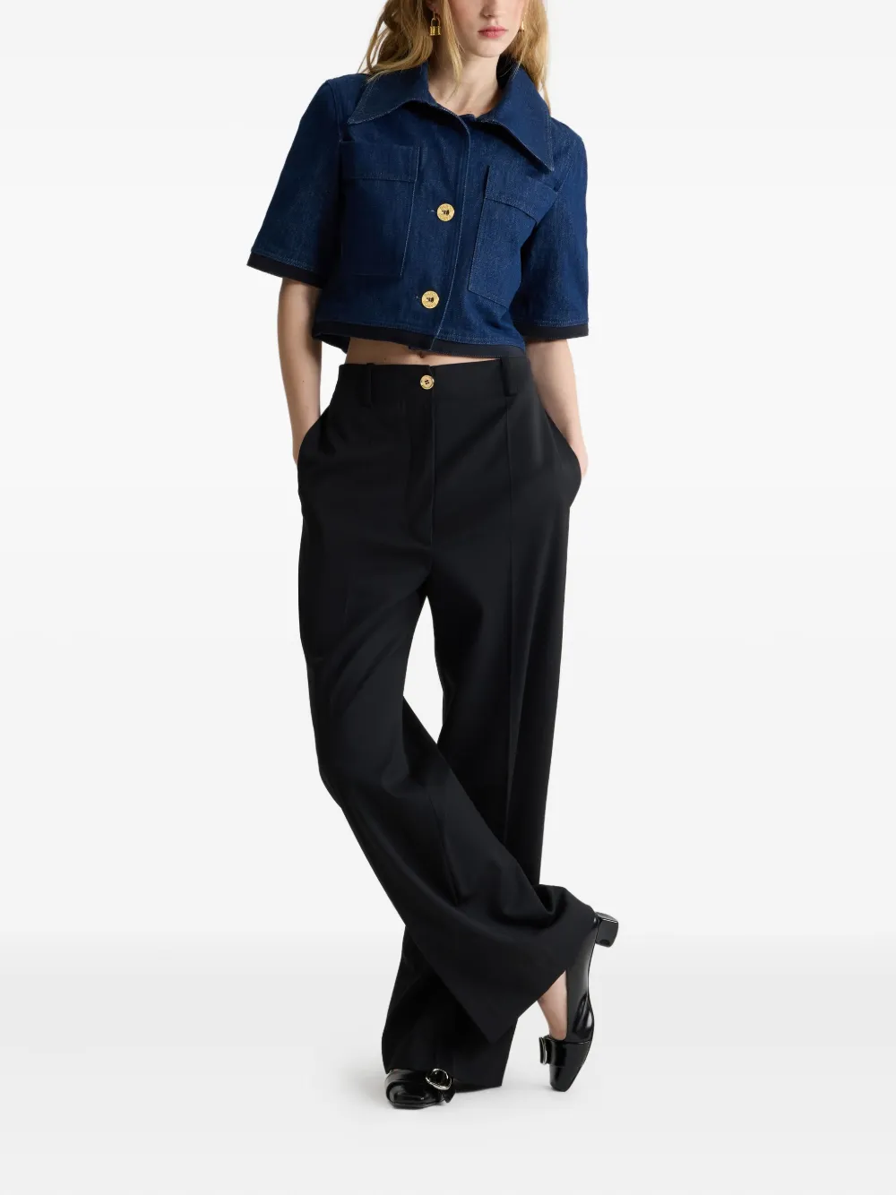Patou Denim jack met korte mouwen Blauw