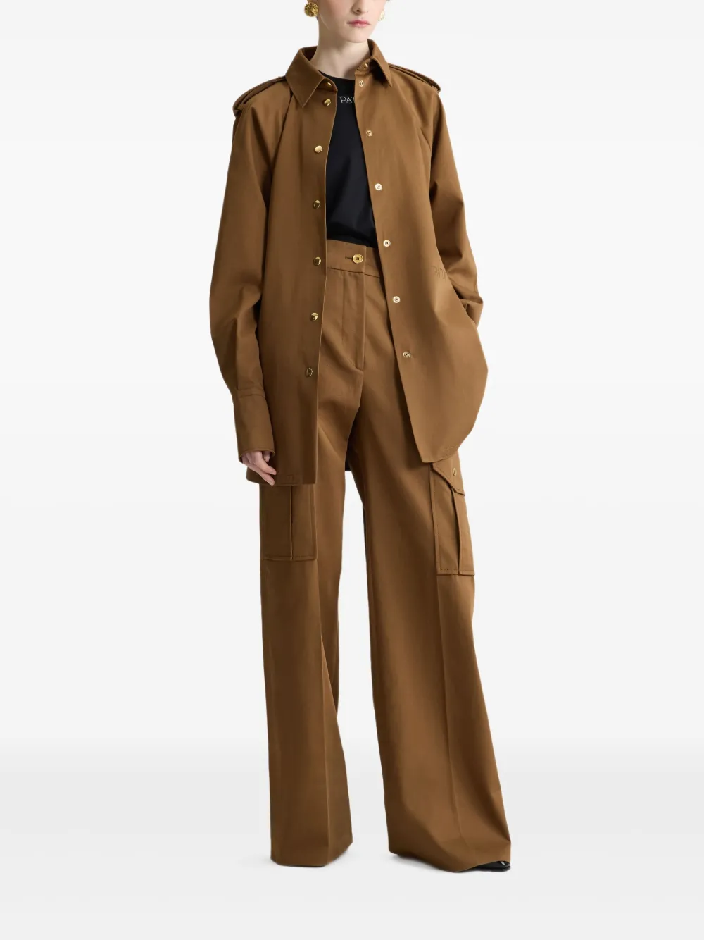 Patou Blouse met ceintuur Bruin