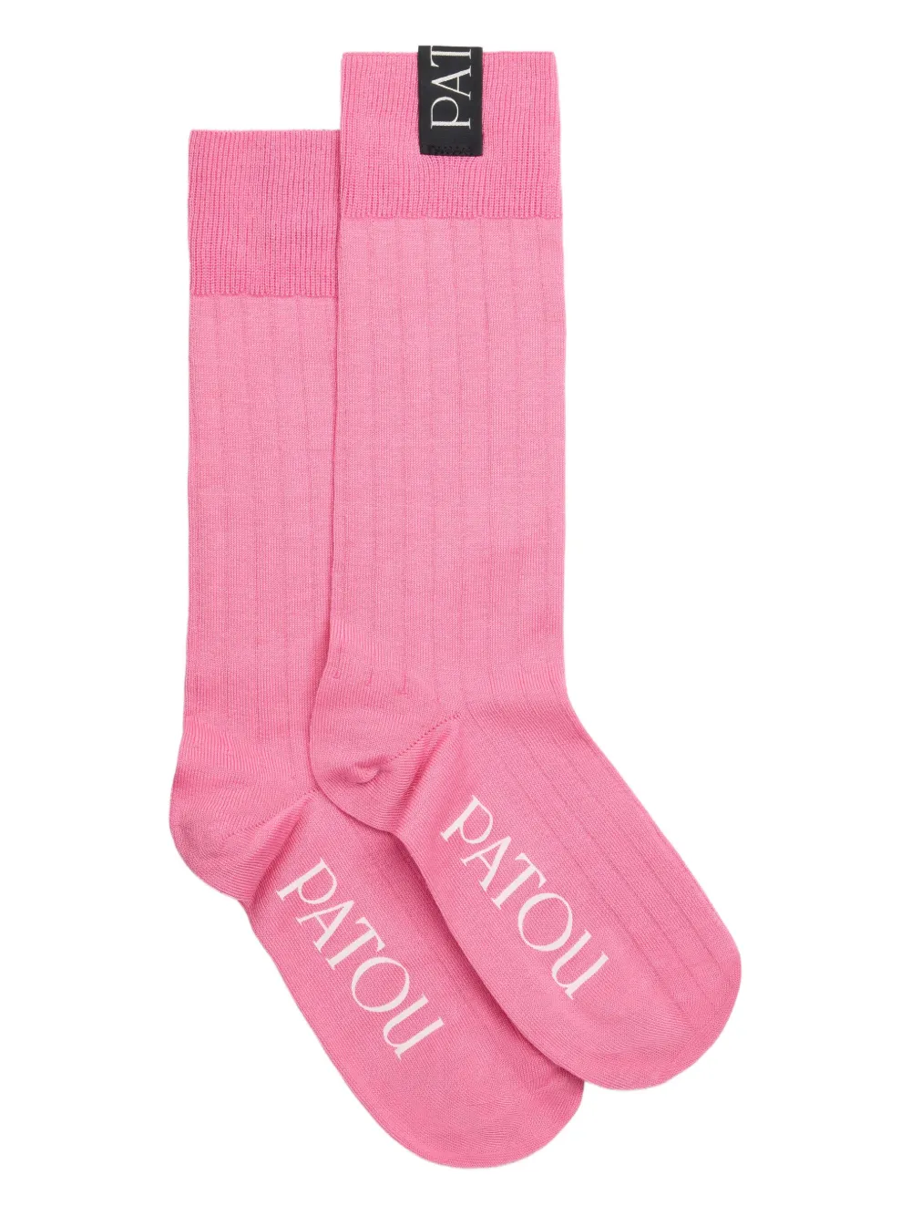 Patou ribbed logo socks | Pink | Image 1