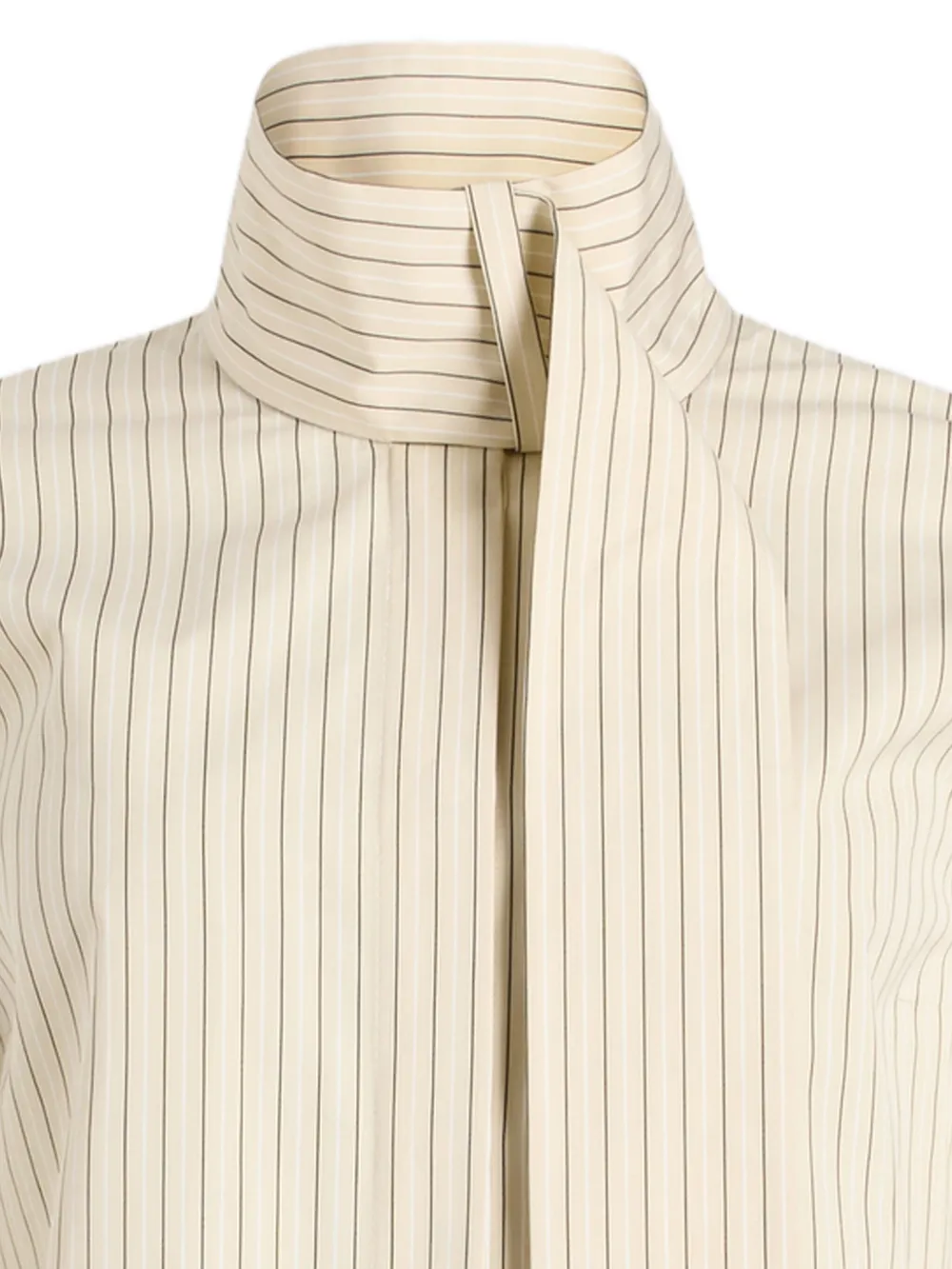 Patou Blouse met sjaalkraag en krijtstreep Beige